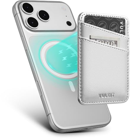 VULKIT MagSafe Wallet with MagSafe Sticker, 2-Card Holder with RFID Blocking, Slim Leather Magnetic Wallet for iPhone 17/16/15/14/13/12 Series & Selected Samsung Devices, Not for mini
