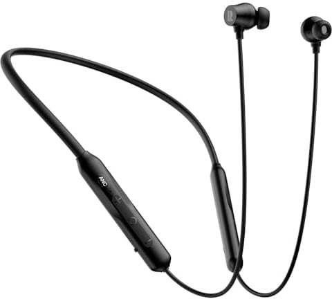 Rythflo Active Noise Cancelling Headphones, 60Hrs Playtime, Wireless In Ear Neckband Bluetooth Earphones with 3 AI Mics ENC, V5.3 Magnetic Earbuds, Multipoint Connection Earphones(Glossy Black)