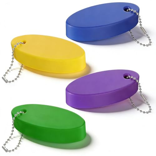 Tucnoeu Lot de 4 porte-clés flottants pour clés de bateau, porte-clés flottants ovales en mousse EVA de couleur vive pour la pêche, le surf, la voile, le kayak