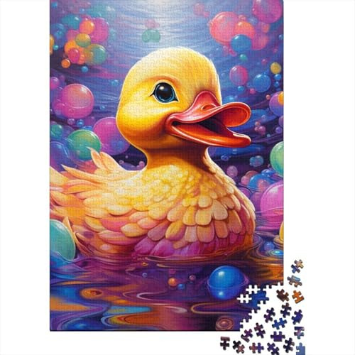 Cartoon Gelbe Ente 1000 Teile Puzzle für Erwachsene Papier Bunte Wasserbälle Puzzle Spiel für Familie Entspannung Konzentration Geschenk 52x38cm/1000pcs
