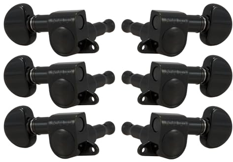Grover 205BC Mini Rotomatics with Round Button - Guitar Machine Heads, 3 + 3 - Black Chrome