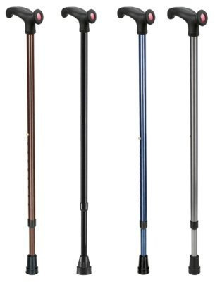 Leichtmetall-Krankenst,anat. rechts, Druckknopfv,blau met, Gehstöcke