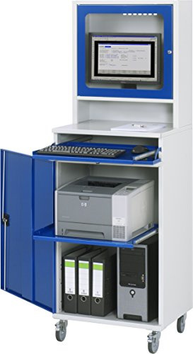 Rau Computer-Schrank, Metall, Lichtgrau/Enzianblau, 80 X 80 X 80 Cm