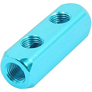 Sourcingmap G1/4 BSP Thread 5 Ports 2Way Quick Coupler Fitting Connector Air Hose Manifold Block Splitter Blue