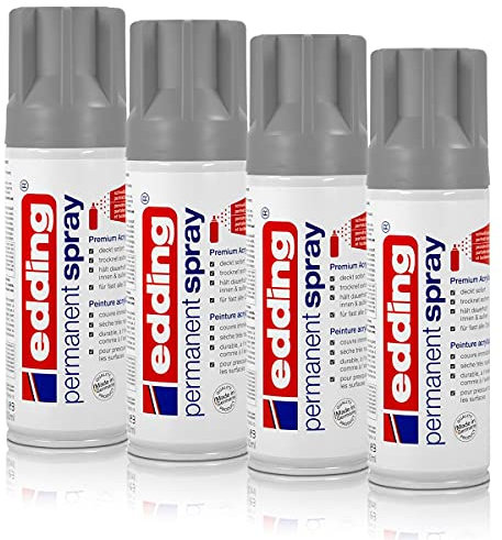 4x edding Permanent Spray silber matt 200 ml Premium Acryllack Spraydose