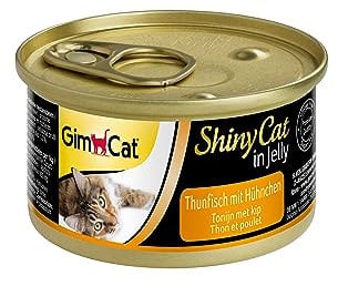 GimCat ShinyCat in Jelly Thunfisch mit Hühnchen - Nassfutter mit Fisch und Taurin für Katzen - 24 Dosen (24 x 70 g)