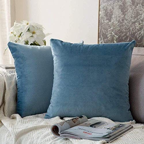 MIULEE Packung von 2, Purer Weicher Dekorativ Sofa Kissenbezug Kissenhülle Set Kissen Fall für Sofa Schlafzimmer Auto Hellblau 18 x 18 inch 45 x 45 cm