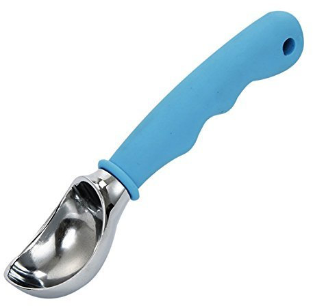 CISIXIN Cuchara para Helado o Masa de Galletas, Cuchara de Helado de Acero Inoxidable Mango de Goma Antideslizante