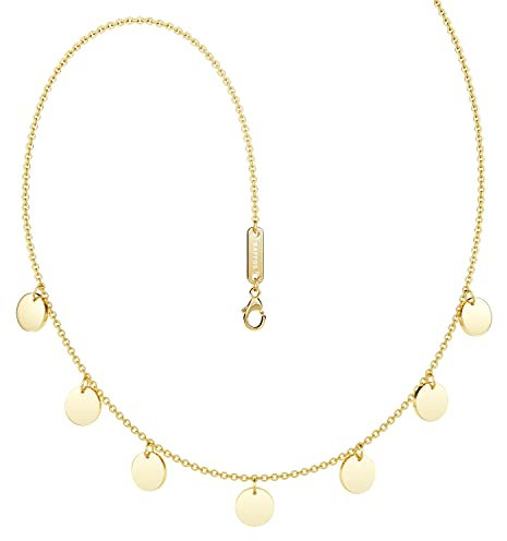 BAFFOS® Plättchen Halskette Damen Gold Rose und Silber - Wasserfester Edelstahl Schmuck Frauen Kette - Goldkette mit Plättchen - Geschenk für Freundin