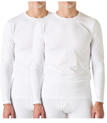LAPASA Herren Innenfleece Thermo Unterhemd, Thermounterwäsche Oberteil Funktionsunterwäsche Warm M09, Weiß (2 Pack Oberteile), M