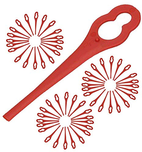 Spares2go Plastic Blades for Ozito Strimmer Trimmer (Pack of 60, Red)