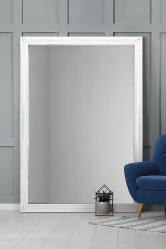 MirrorOutlet Large White Antique Wood Wall Mounted Mirror 6Ft7 X 4Ft7 201 x 140cm LL042