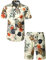 JOGAL Chemise hawaïenne, décontractée, à manches courtes, pour homme, motif floral, Blanc., XXL