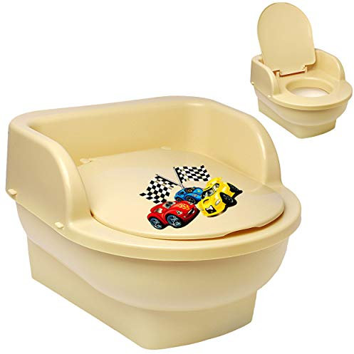 alles-meine.de GmbH Kindertoilette - Töpfchen/Nachttopf/Babytopf - mit Deckel - beige - Creme Auto - Rennwagen Bieco - groß - Reisetoilette - Babytöpfchen/Kindertopf /..