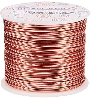 BENECREAT 68m 1.5mm Filo di Alluminio per Gioielli Filo Metallico Colore Rame per Fabbricazione Braccialetti, Pendenti, Artigianato Calibro 15