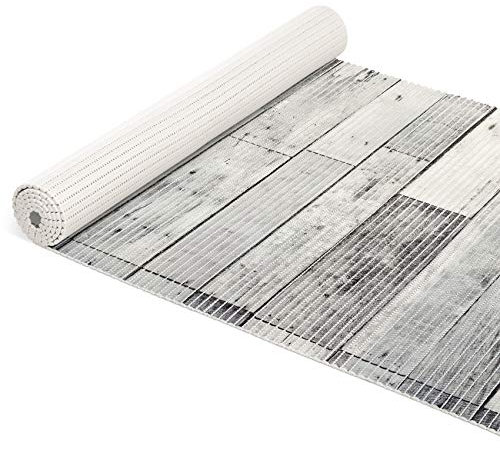 ANRO Badematte Weichschaummatte Bad- und Duschvorleger Teppich Antirutsch Badläufer Holz Diele Grau 140x65cm