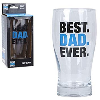 Pint Glass for Dad, Best Dad Ever Tulip Shaped Pint Glass Perfect for Any Beer with Blue Best Dad Message in Gift Box