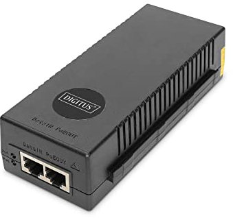 DIGITUS Ethernet PoE+ Injector - 10 Gigabit - 30 W Power Over Ethernet-Budget - IEEE 802.3af/at - Auto Erkennung von PoE-Geräten - 100m Reichweite - Schwarz