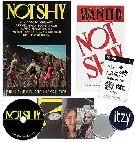 ITZY Album - NOT SHY [ A ver. ] CD + Photobook + Photocards + Lyric Accordion Book + TATTOO STICKER + POSTCARD SET + OFFICIAL POSTER + FREE GIFT