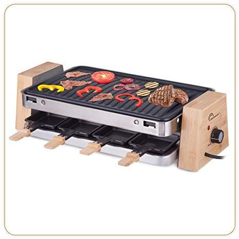 LITTLE BALANCE Raclette Grill Wood 8 Rasqueta, bambú, Madera y Acero Inoxidable