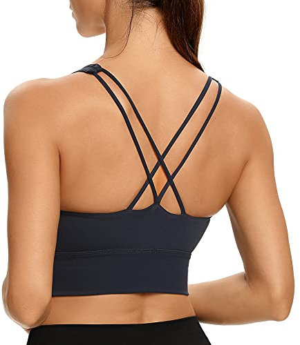 Lemedy Damen Träger-Tanktop für Yoga, Workout, Sport-BH - Blau - small