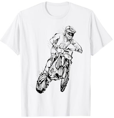 Skizze Hand Gezeichnet Motocross Supermoto Supermotard Endur T-Shirt