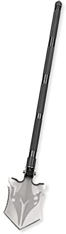 Herbertz Survival Outdoor Klappspaten mit 16 Funktionen, rostfreier Edelstahl, 96 cm, 45 oder 90 Grad Winkel, Nylonetui mit Befestigungsschlaufe, robuster Outdoor-Spaten für Garten, Camping