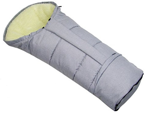 BAMBINIWELT Winterfußsack Fußsack für Kinderwagen, Buggy oder Schlitten, in Mumienform, aus Wolle, Größe anpassbar, MUMIE MELIERT (hellgrau MELIERT)