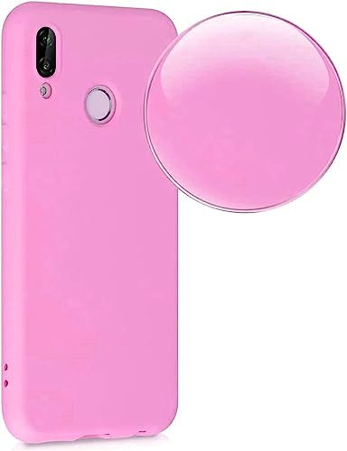 compatibile con HUAWEI P20 LITE (2018)/ NOVA 3E ANE-LX1 / ANE-L21 ANE-LX1 / LX2 / LX3 Copertura Tasti Custodia Cover Protezione Gel Silicone TPU Morbida flessibile Matte Ultra Soft Slim Case (Rosa)