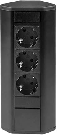 Steckdose 3-fach für Küche und Büro Schwarz - Ecksteckdose aus hochwertigem Kunststoff ideal für Arbeitsplatte oder Schreibtisch, als Tischsteckdose oder Unterbausteckdose Küchensteckdose