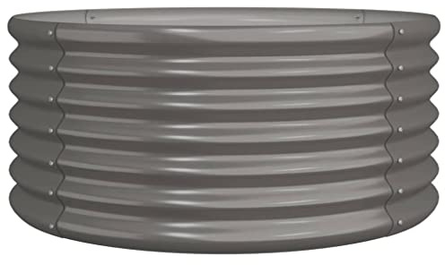 vidaXL Jardinière de Jardin Pot à Fleurs Boîte à Plantes Lit Surélevé Patio Terrasse Extérieur Acier Enduit de Poudre 80x80x36 cm Gris