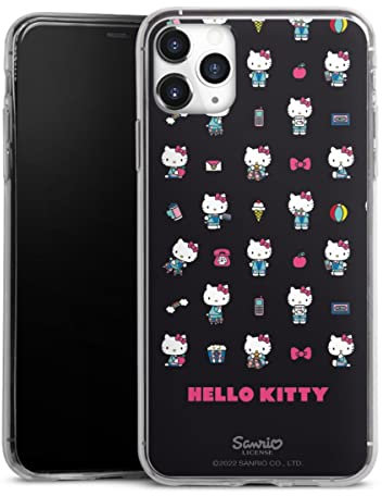 DeinDesign Slim Case extra dünn kompatibel mit Apple iPhone 11 Pro Max Silikon Handyhülle transparent Hülle Hello Kitty Fanartikel Kindheit