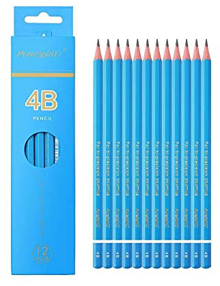 HAIHAOMUM 12 Stück Professionelle Bleistiften zum Zeichnen - Härtegrad 4B, für dunkle Schattierung - Graphitstifte für Kunstler und Einsteiger
