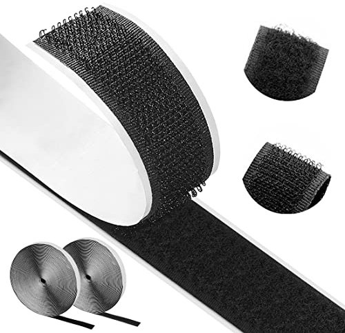 O-Kinee Klettband Selbstklebend, 8m Klettverschluss Klettband, Doppelseitig Klebende mit Klettverschluss 20mm Selbstklebendes Klebepad Flauschband und Hakenband, Schwarz