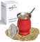 Beruth Bombilla Yerba Maté Tasse, tasse à thé en acier inoxydable de avec couvercle multifonctionnel, deux pailles et brosses de nettoyage, tasse à café à double paroi, isolation thermique(rouge, 8OZ)