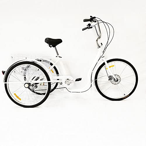 26 6 Speed 3 Rad Erwachsene Fahrrad Dreirad Trike Dreirad Mit Korb, Fahrrad Junge Mädchen 39,37-43,31 Zoll Höhenverstellung