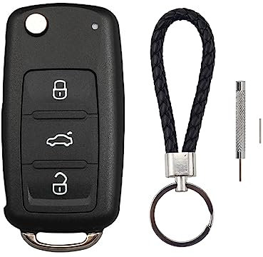 BouGPeng Schlüssel Gehäuse 3 Tasten Fernbedienung Kompatibel mit VW MK6 VW Golf 5 6 Touran Tiguan Polo Passat Seat Skoda Transporter Autoschlüssel Klappschlüssel Auto Schlüsselgehäuse