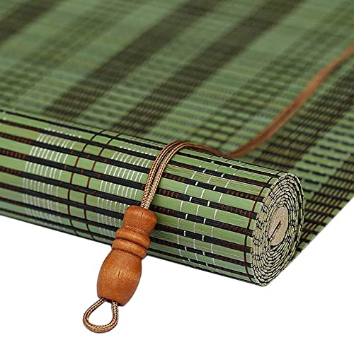 DUYULIANG Rideau en Bambou Store Enrouleur Rétro Orange Bleu Vert, Store Pare-Soleil Terrasse Rideau Porte Bambou, Stores À Rouleaux Romains Personnalisable, pour Fenêtre Balcons Cuisines Décorations