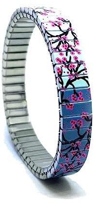 urband LONDON Edelstahlzugarmband COOL BLOSSOM Bunte Blumen - 10 mm Größe L