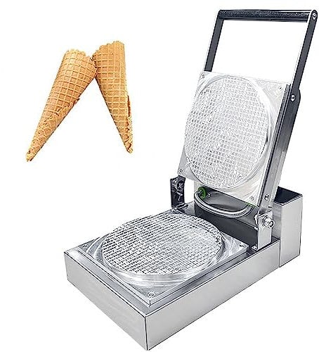 Commercial Ice Cream Cone Machine Waffle Cone Maker,1300W Electric Stainless Steel Egg Roll Mold Nonstick Waffle Cone and Bowl Maker for Home Restaurant Use