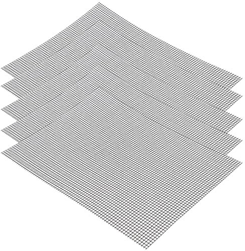 5 Piezas Malla Antiadherente BBQ Estera, BBQ Grill Mat 42 x 36 cm, Malla de Teflón, Reutilizable Alfombrilla para Parrilla de Gas, Carbón, Parrilla Eléctrica, Horno, Cocina