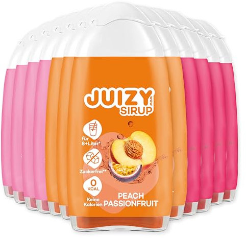 JUIZY WOW Sirop sans sucre | 12 x 65ml Mixed - Jusqu'à 144L Sirop naturel pour boissons | Zero Calories | Vegan | Bundle de 12 | Pamplemousse Rose, Citron Cerise, Fruit De La Passion Pêche