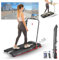 Sport24 Walking Pad Treadmill, Foldable with Incline 120kg Capacity, Bottle Holder, App, Speaker, Under Desk Running Machine for Home with Handle LED Display 1-12km/h, Low Noise 2.5HP Remote Control