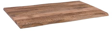 SAM Holzplatte Curt 120x60 cm Mangoholz Baumkante Tischplatte | Baumkanten-Platte massiv, raue Oberfläche, für Heimwerker, geeignet für Arbeitsplatten, Tische & Fensterbretter