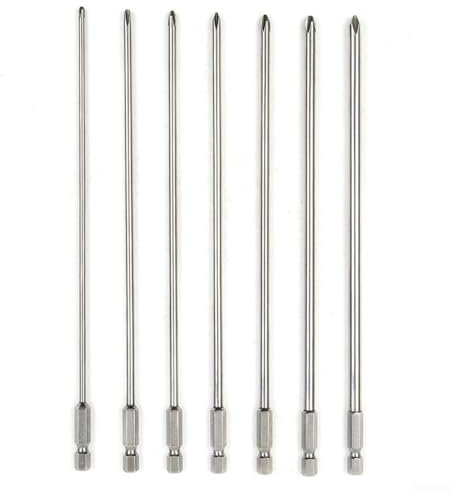 Oniissy Lot de 7 embouts de tournevis cruciformes PH1 PH2 à tige de 6,35 mm de long 200 mm de long, outil de tournevis cruciforme, grande résistance