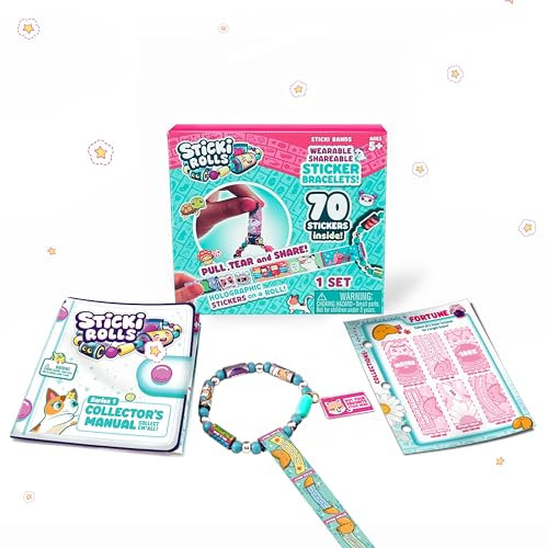 STICKI Rolls - Wearable & Shareable Sticker Toy Bracelet | Includes 70 Mini Stickers | 2 Mystery Reveal Sticki Rolls | Over 1000 Sticker Designs to Discover and Collect! (Blue)