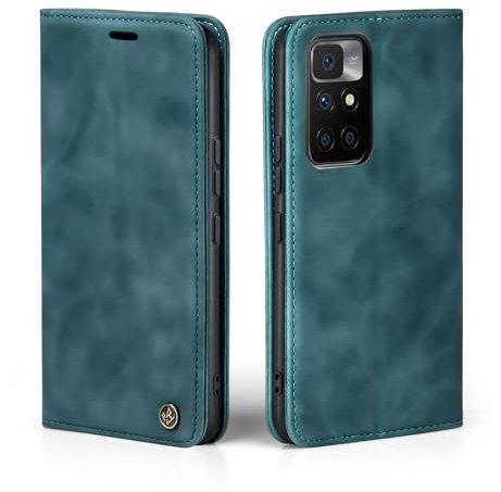 LBH Handyhülle für Xiaomi Redmi 10 in Petrol Blau mit Karten- und Geldfach Smartphone Hülle mit Standfunktion Flip Case Schutzhülle Magnetverschluss Vintage