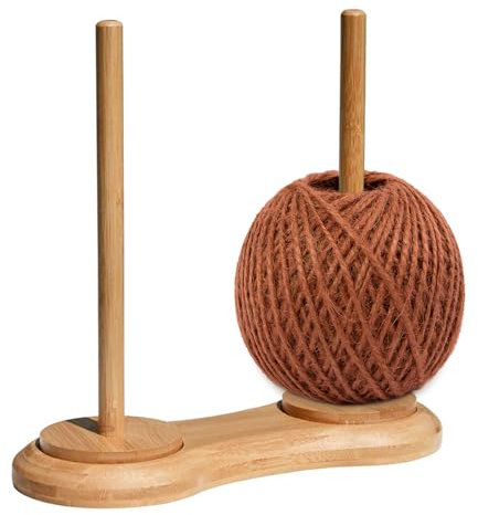 Fuikupe Wollabwickler Garnhalter-Ständer, Garnkugelhalter aus natürlichem Eichenholz, Doppelgarnspindel Garnhalter zum Stricken für Häkel und Strickzubehör Geschenke