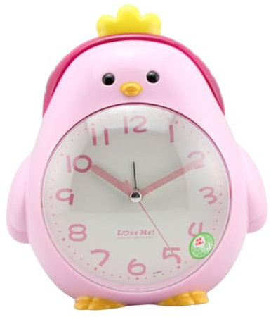GREENADSCAPE Kreativer Cartoon Huhn Wecker Mit Nachtlicht Geräuschloser ABS Kunststoff Tischuhr Für Kinder Und Studenten Heimdekoration Rosa Batteriefrei Ideal Für Schlafzimmer