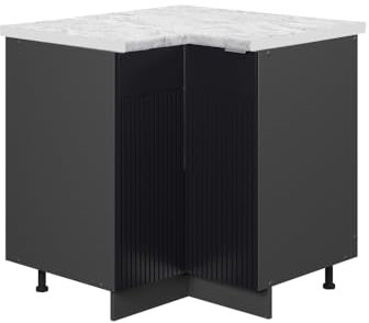 Vicco Eckschrank Fame-Line, Küchen Eckschrank, Schwarz gestreift, 80.5 cm, AP Marmor